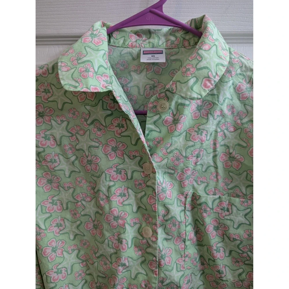 Vineyard Vines Women's Pajama Top‎ Starfish Floral Print Long Sleeve - Size XS